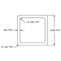 1.5IN SQUARE TUBE NO HOLES-