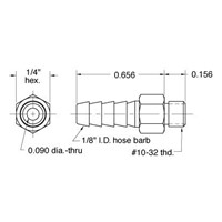  10-32 to 1/8 Multi-Barb Hose Fitting E