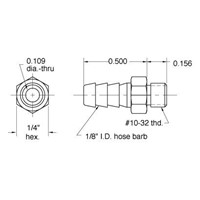  10-32 to 1/8 ID Multi-Barb  Hose Fitti