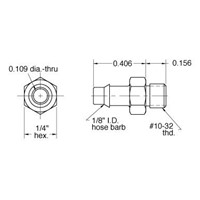  10-32 to 1/8 ID Single Barb Hose Fitti