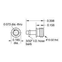 3/32  ID Hose Fitting  Less Hex