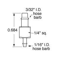 3/32 ID to 1/16 ID Hose Connector