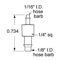 1/16 ID to 1/8 ID Hose Connector