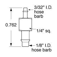 3/32 ID to 1/8 ID Hose Connector