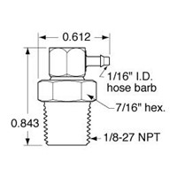 1/8  NPT to 1/16  ID Hose Positionable