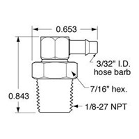 1/8  NPT to 3/32  ID Hose Positionable