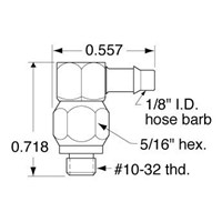  10-32 to 3/32  ID Hose Positionable Fi