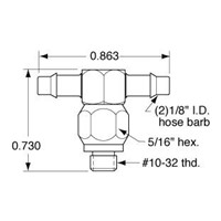  10-32 to 1/8 ID Hose Positionable Fitt