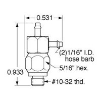  10-32 to 1/16  ID Hose Positionable Fi