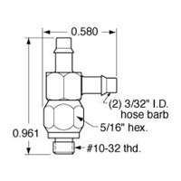  10-32 to 3/32  ID Hose Positionable Fi