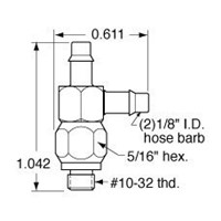  10-32 to 1/8  ID Hose Positionable Fit