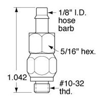  10-32 to 1/8  ID Hose Swivel Fitting