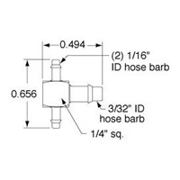 1/16  to 3/32  to 1/16  ID  T  Fitting
