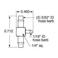 3/32  to 1/16  to 3/32  ID Hose  T  Fit