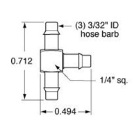 3/32  ID Hose  T  Fitting  ENP