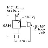 1/16  to 1/16  to 1/8  ID Hose  T  Fitt