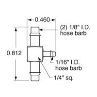 1/8  to 1/16 to 1/8 ID Hose  T Fitting