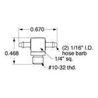  10-32 to 1/16  ID Hose  T  Fitting  EN