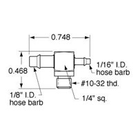  10-32 to 1/16  to 1/8  Hose Fitting  E