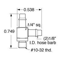  10-32 to 1/8  ID Hose  T  Fitting  ENP