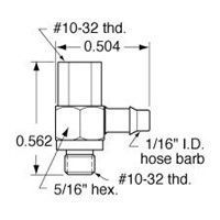  10-32 to 1/16  ID Hose Universal Fitti