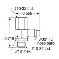  10-32 to 3/32  ID Hose Universal Fitti