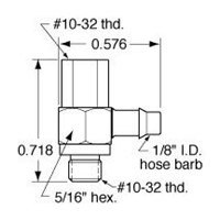  10-32 to 1/8  ID Hose Universal Fittin