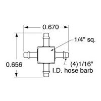 Barb Cross Fitting  1/16  ID  ENP