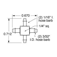 Barb Cross Fitting  3/32 -1/16 -3/32 -1