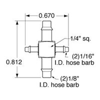 Barb Cross Fitting  1/16 -1/8 -1/16 -1/