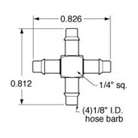 Barb Cross Fitting  1/8  ID  ENP  Pack