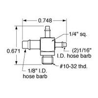  10-32 to 1/16  ID Hose Cross Fitting