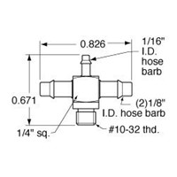  10-32 to 1/8  ID Hose Cross Fitting  E