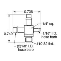  10-32 to 3/32  ID Hose Cross Fitting