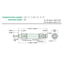 1/2  Bore S/S Cylinder  Universal Mount